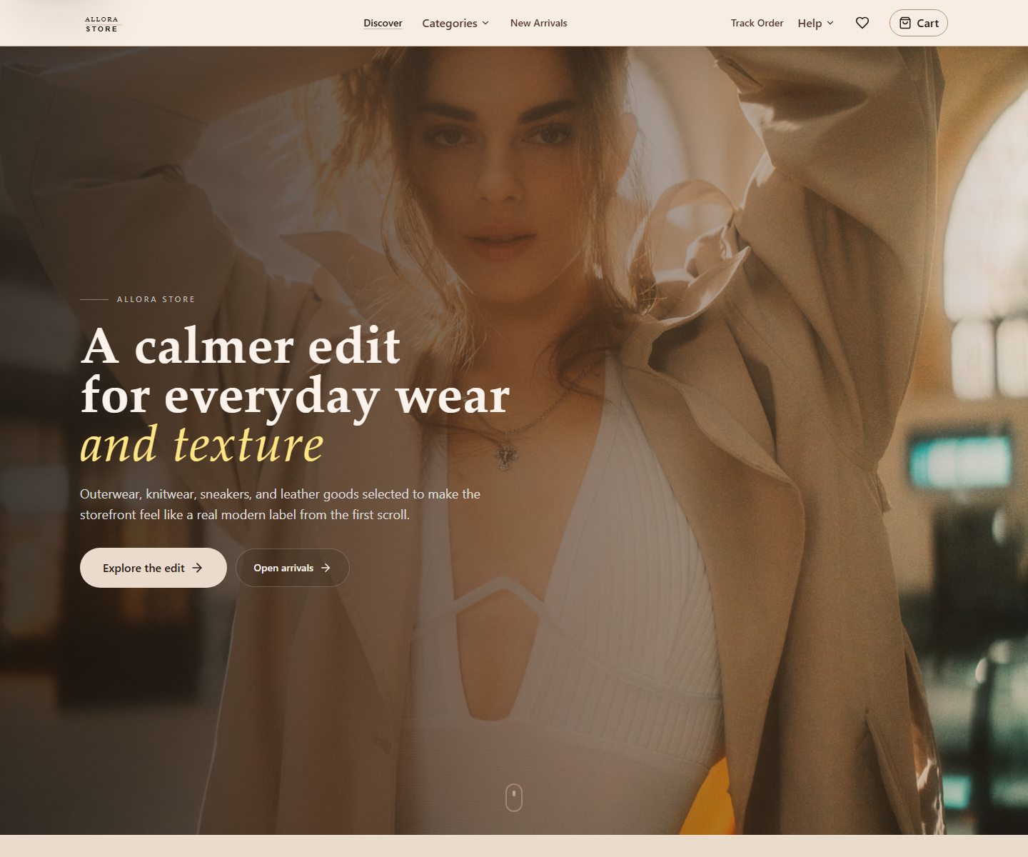 Allora Store homepage hero preview