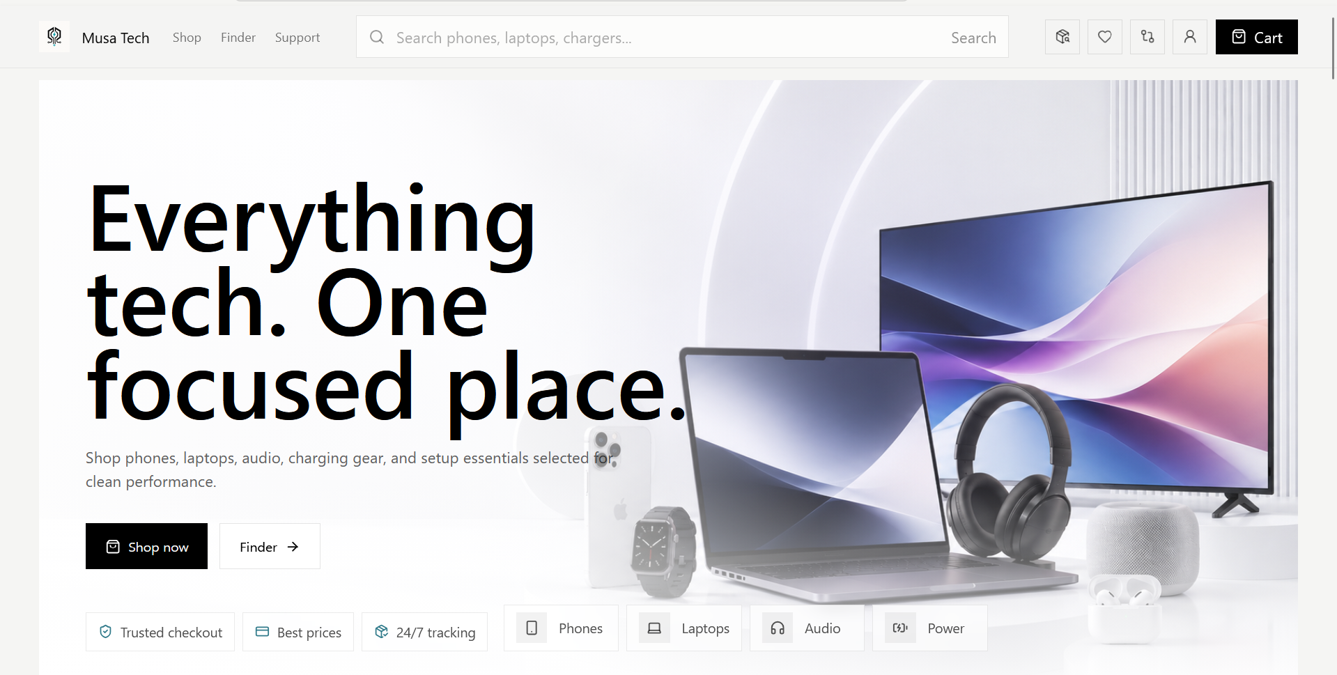Musa Tech ecommerce storefront preview